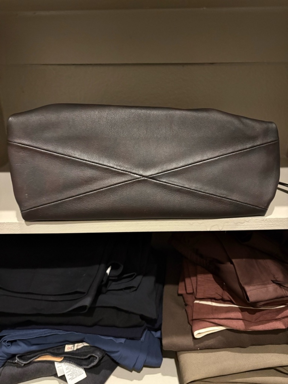Small Gather Bag Set - Ebony Leather Shoulder Bag - Picture 4 of 6
